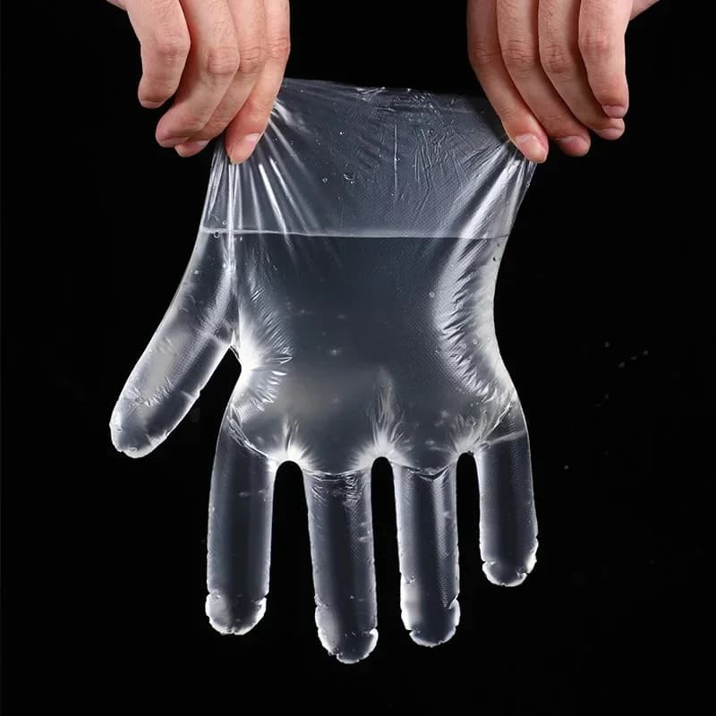 ถุงมือพลาสติกใสแบบใช้แล้วทิ้ง ปลอดสารลาเท็กซ์ ปลอดภัยสำหรับเตรียมอาหาร ทำอาหาร และทำความสะอาด