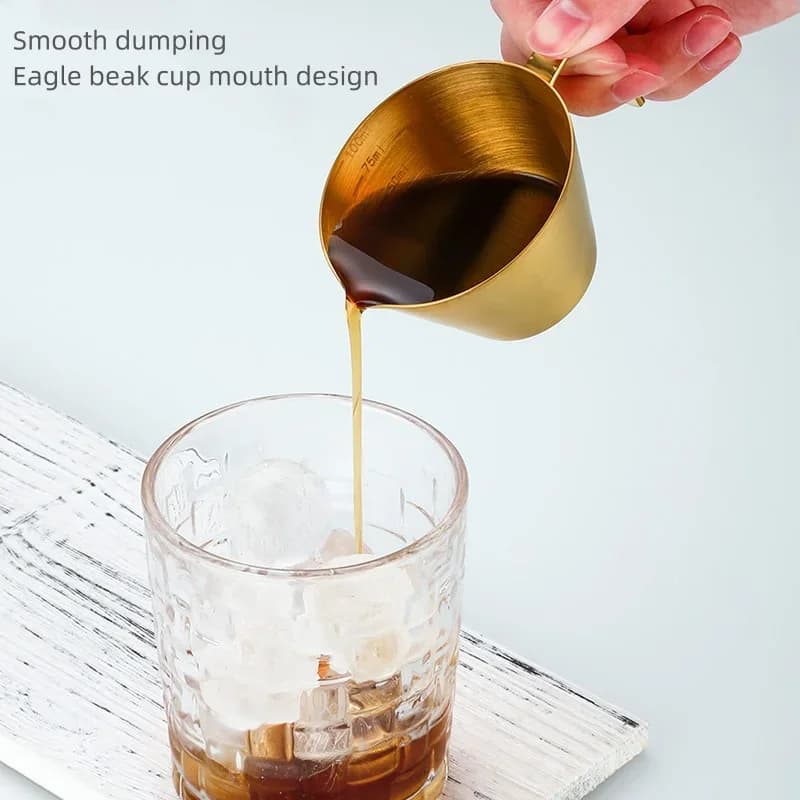 ถ้วยตวงกาแฟเอสเปรสโซ สแตนเลส 304 มีสเกลบอกปริมาตร ถ้วยตวงนมสำหรับชงกาแฟ