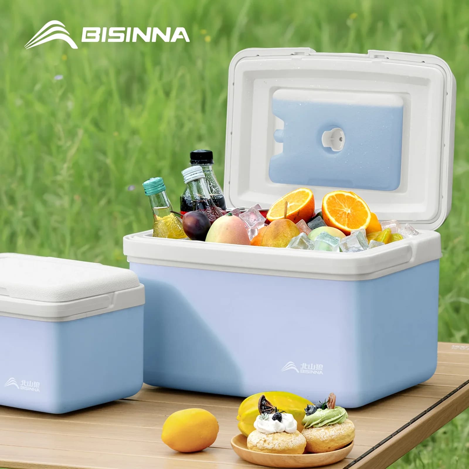 BISINNA กระติกเก็บความเย็นแคมป์ปิ้ง 6L/9L/15L คูลเลอร์พกพาสำหรับตกปลา ชายหาด ปิกนิก และบาร์บีคิว