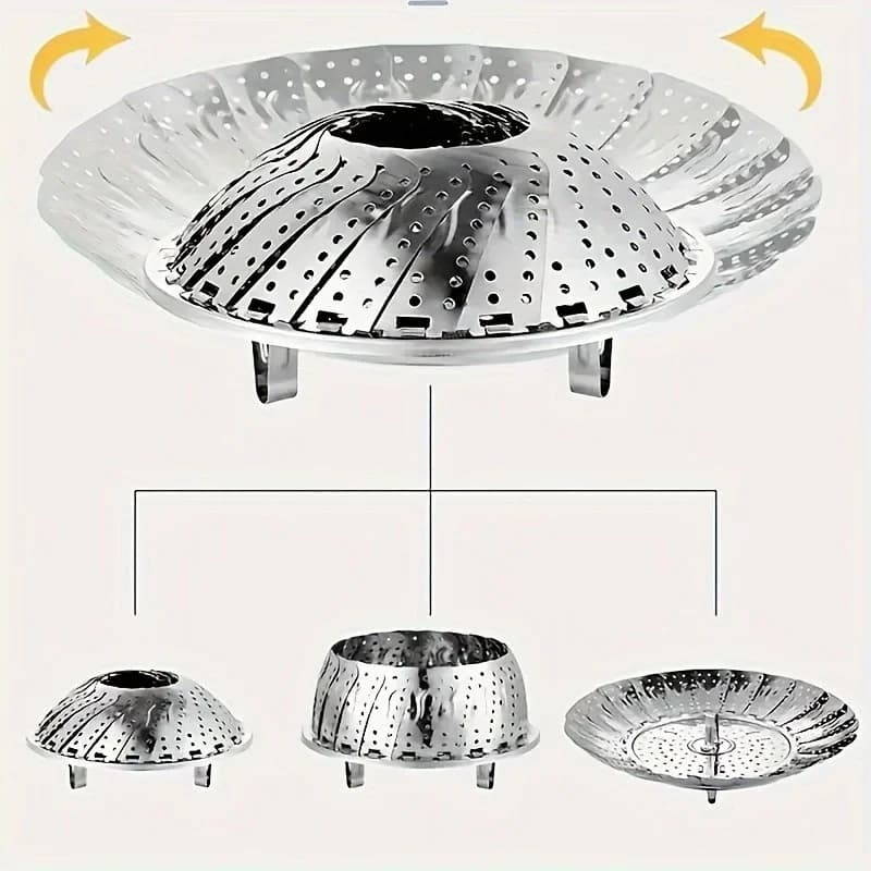 ที่นึ่งสแตนเลส พับและขยายได้ 6-10.5 นิ้ว สำหรับหม้อต้ม นึ่งผักเพื่อสุขภาพ ทนทาน ล้างง่าย