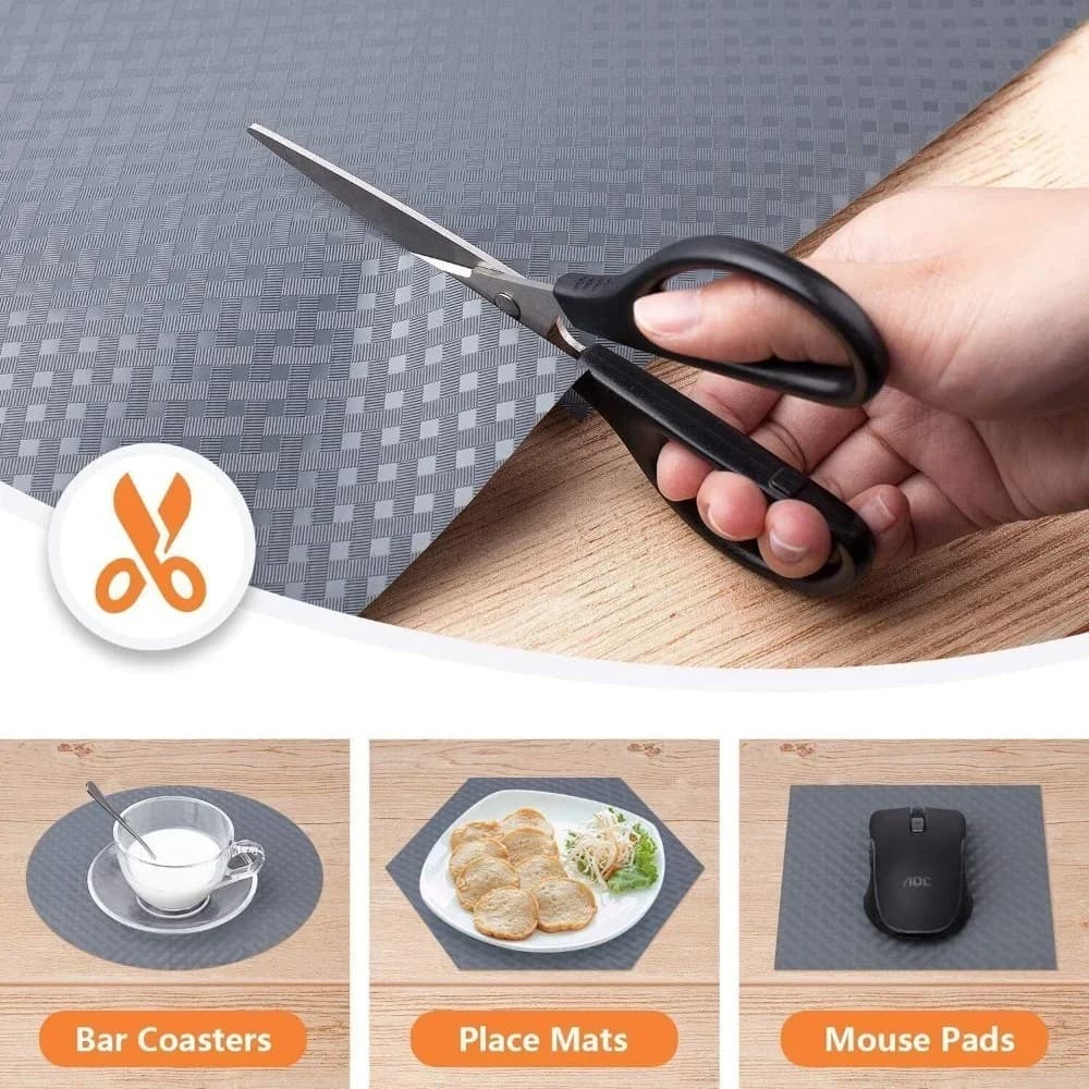 แผ่นรองลิ้นชักกันลื่น แผ่นปูตู้และชั้นวางของในครัว กันน้ำ เช็ดล้างได้
