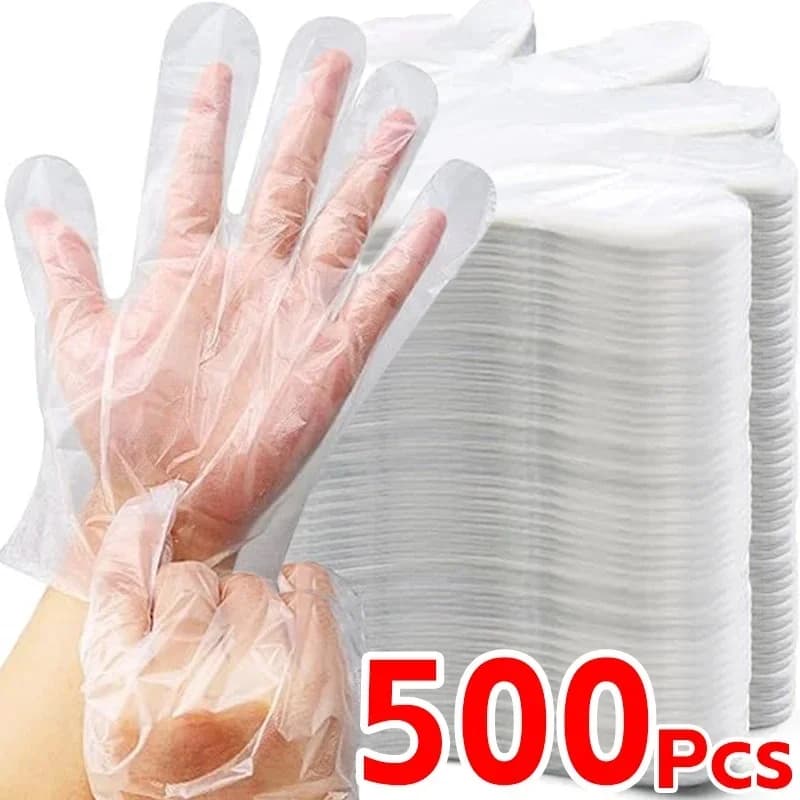 ถุงมือพลาสติกใสแบบใช้แล้วทิ้ง ปลอดสารลาเท็กซ์ ปลอดภัยสำหรับเตรียมอาหาร ทำอาหาร และทำความสะอาด