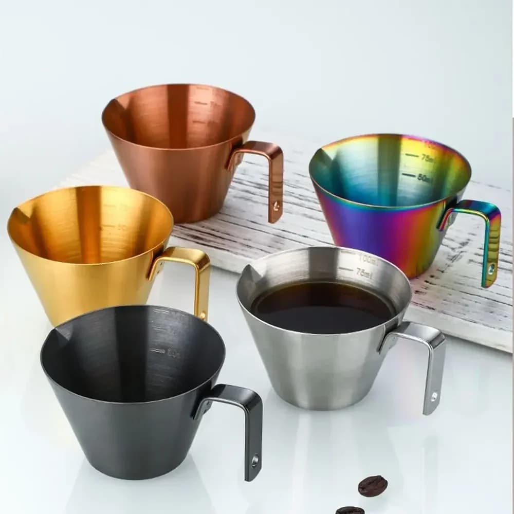 ถ้วยตวงกาแฟเอสเปรสโซ สแตนเลส 304 มีสเกลบอกปริมาตร ถ้วยตวงนมสำหรับชงกาแฟ