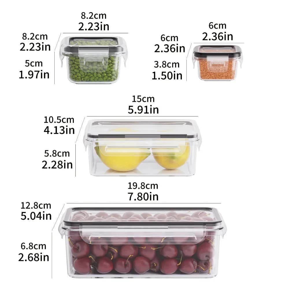 ชุดกล่องถนอมอาหารสุญญากาศ 8 ชิ้น ปลอดสาร BPA พร้อมฝาล็อค พลาสติก PP เข้าไมโครเวฟ/ฟรีซเซอร์ได้ สำหรับของแห้ง ผลไม้ และผัก