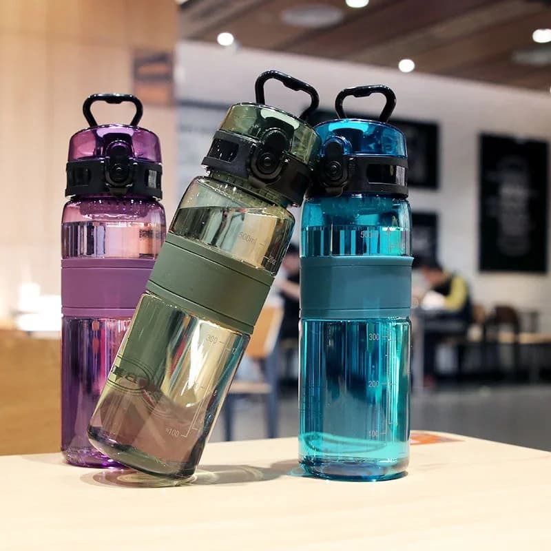 กระบอกน้ำกีฬา 500ml แบบพกพา ฝากันรั่ว พร้อมที่กรองชา แก้วน้ำพลาสติกใส
