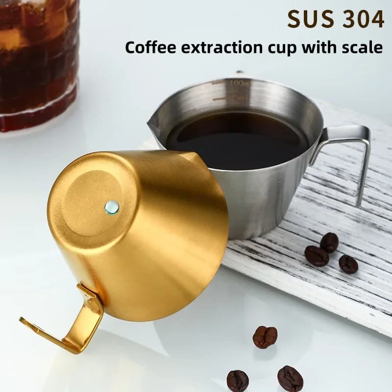 ถ้วยตวงกาแฟเอสเปรสโซ สแตนเลส 304 มีสเกลบอกปริมาตร ถ้วยตวงนมสำหรับชงกาแฟ