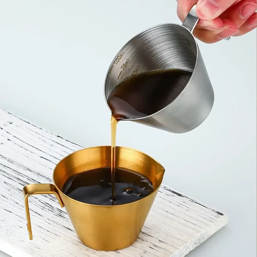 ถ้วยตวงกาแฟเอสเปรสโซ สแตนเลส 304 มีสเกลบอกปริมาตร ถ้วยตวงนมสำหรับชงกาแฟ