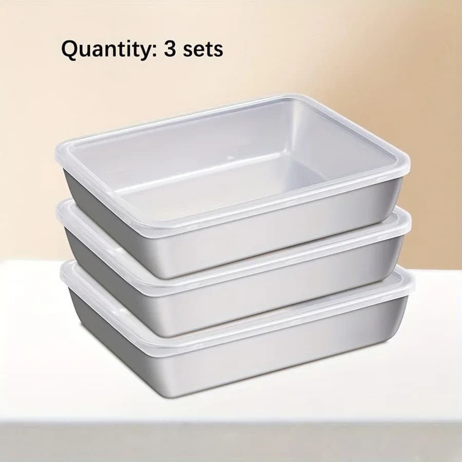 ชุดกล่องสเตนเลสเก็บอาหาร 3 ชิ้น - กล่องสุญญากาศ ปลอดสาร BPA สำหรับตู้เย็นและของแห้ง