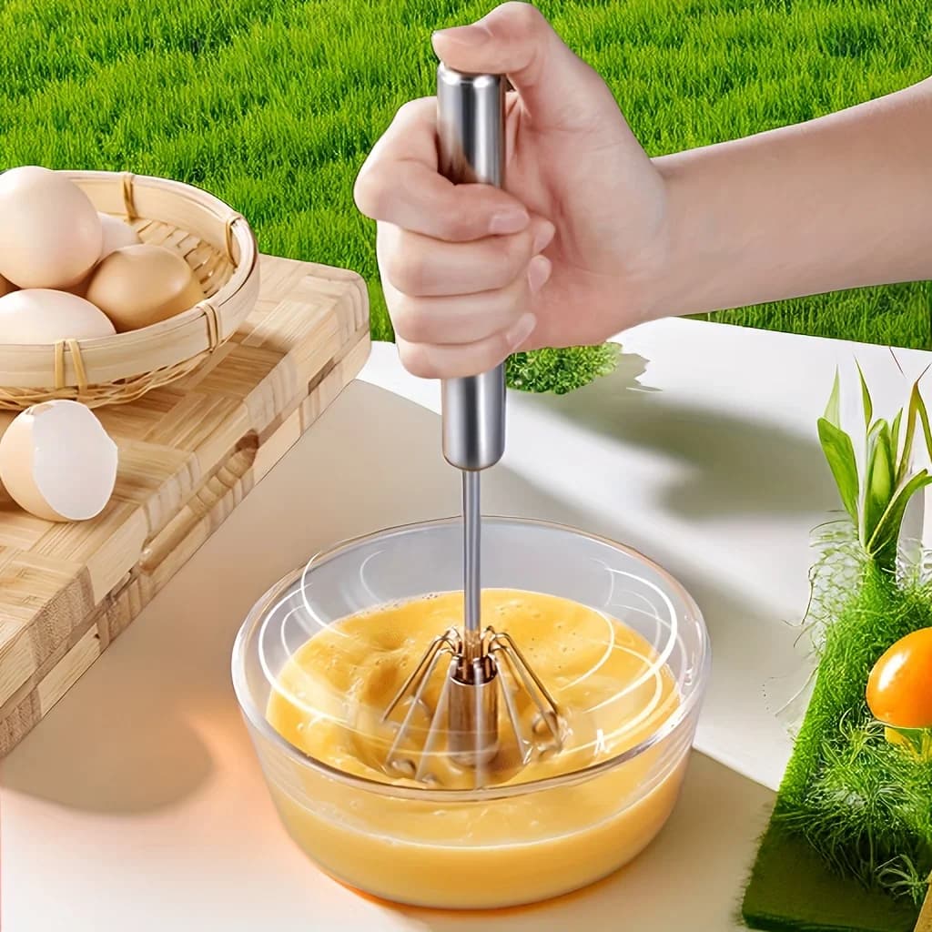 ที่ตีไข่สแตนเลส กึ่งอัตโนมัติ สำหรับผสมไข่และครีม ทำขนมเบเกอรี่