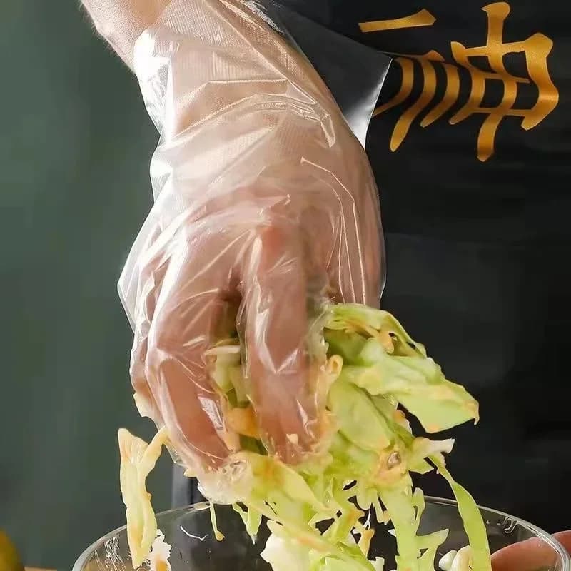 ถุงมือพลาสติกใสแบบใช้แล้วทิ้ง ปลอดสารลาเท็กซ์ ปลอดภัยสำหรับเตรียมอาหาร ทำอาหาร และทำความสะอาด