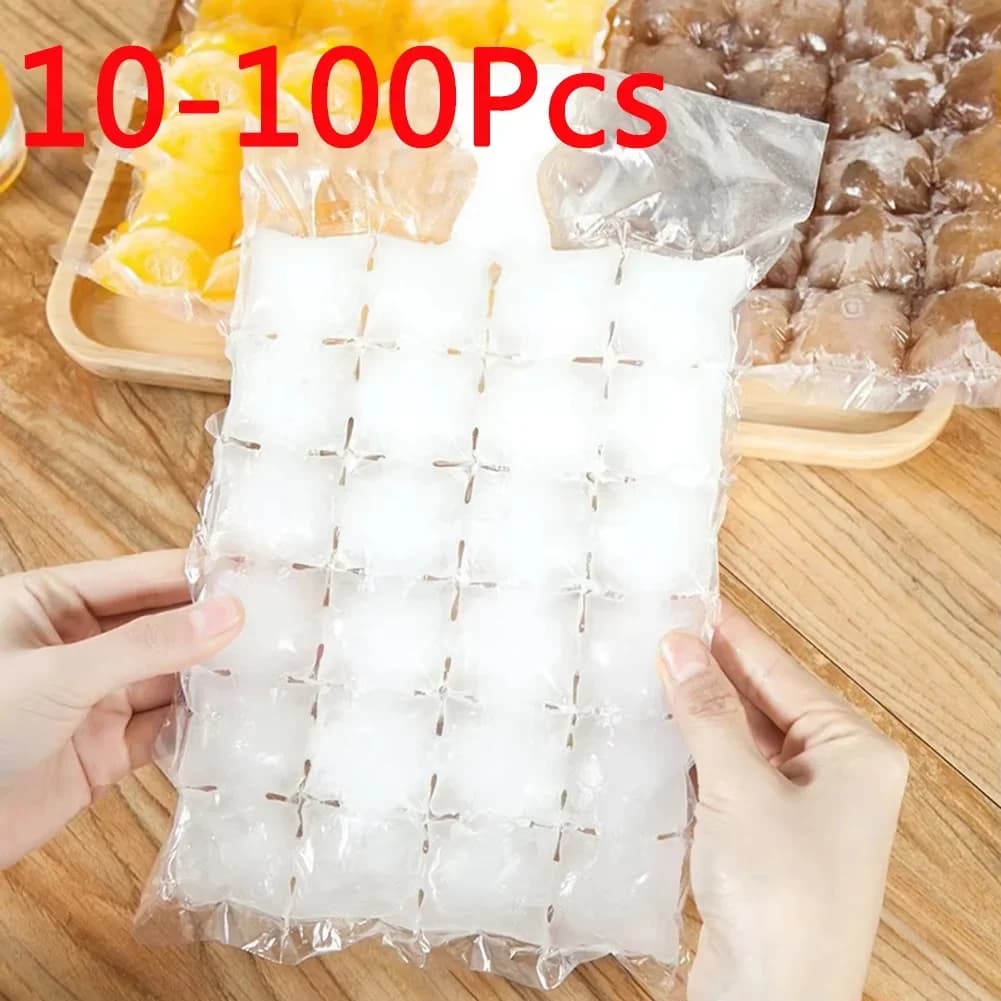 ถุงทำน้ำแข็งใช้แล้วทิ้ง 10-100 ชิ้น/แพ็ค ถุงทำน้ำแข็งก้อนแบบปิดผนึกตัวเองสำหรับบาร์และเครื่องดื่ม